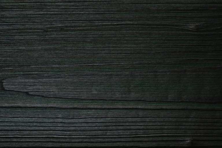 Dark Green Shou sugi ban atspalvis iš arti horizontaliai